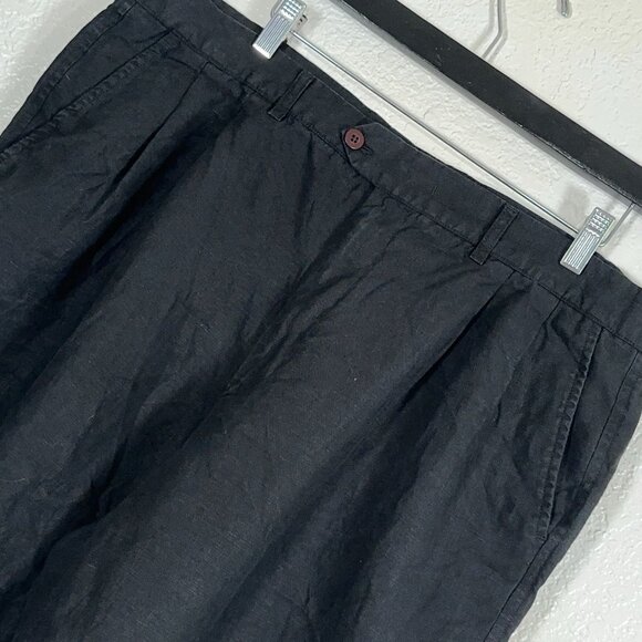 Sulka 100% Linen Pleated Shorts in Black Men's Size 38(tag size 40) - Picture 1 of 11